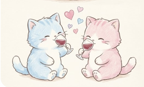 Two cats clinking wine